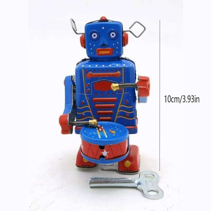 懐かしの時計仕掛けドラミングロボット - ヴィンテージ80年代風