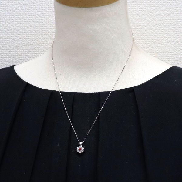 SOLD OUT】K18WG ルビー ダイヤモンド ペンダントネックレス