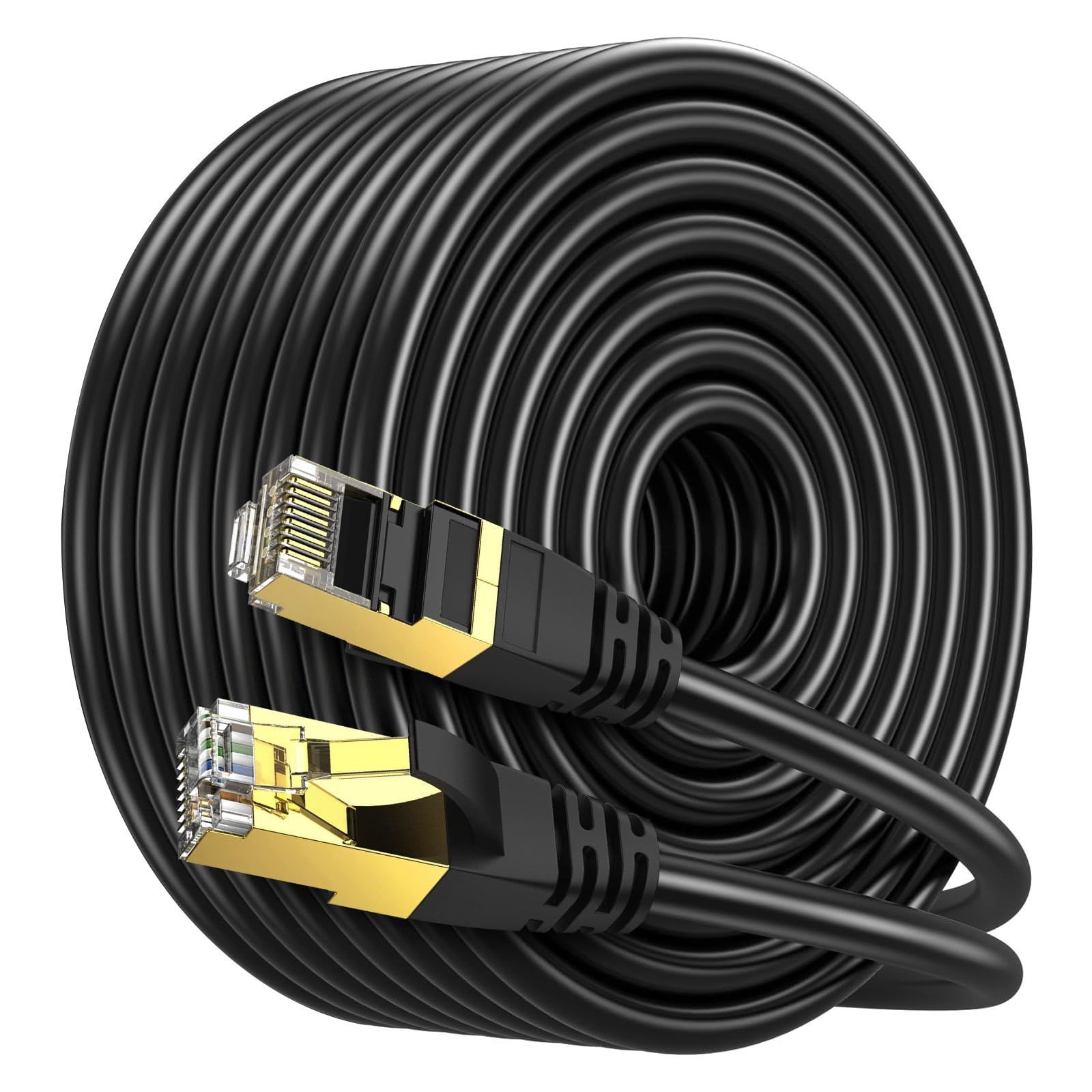 50m CAT6 屋外高耐久LANケーブル(カテゴリー6) 30年の屋外耐候性PE(ポリエチレン)２重被覆 屋外用 PoEカメラやPCのLA 50M CAT6 白色 屋外高耐久LANケーブル(カテゴリー6) ２重被覆 屋外用 30