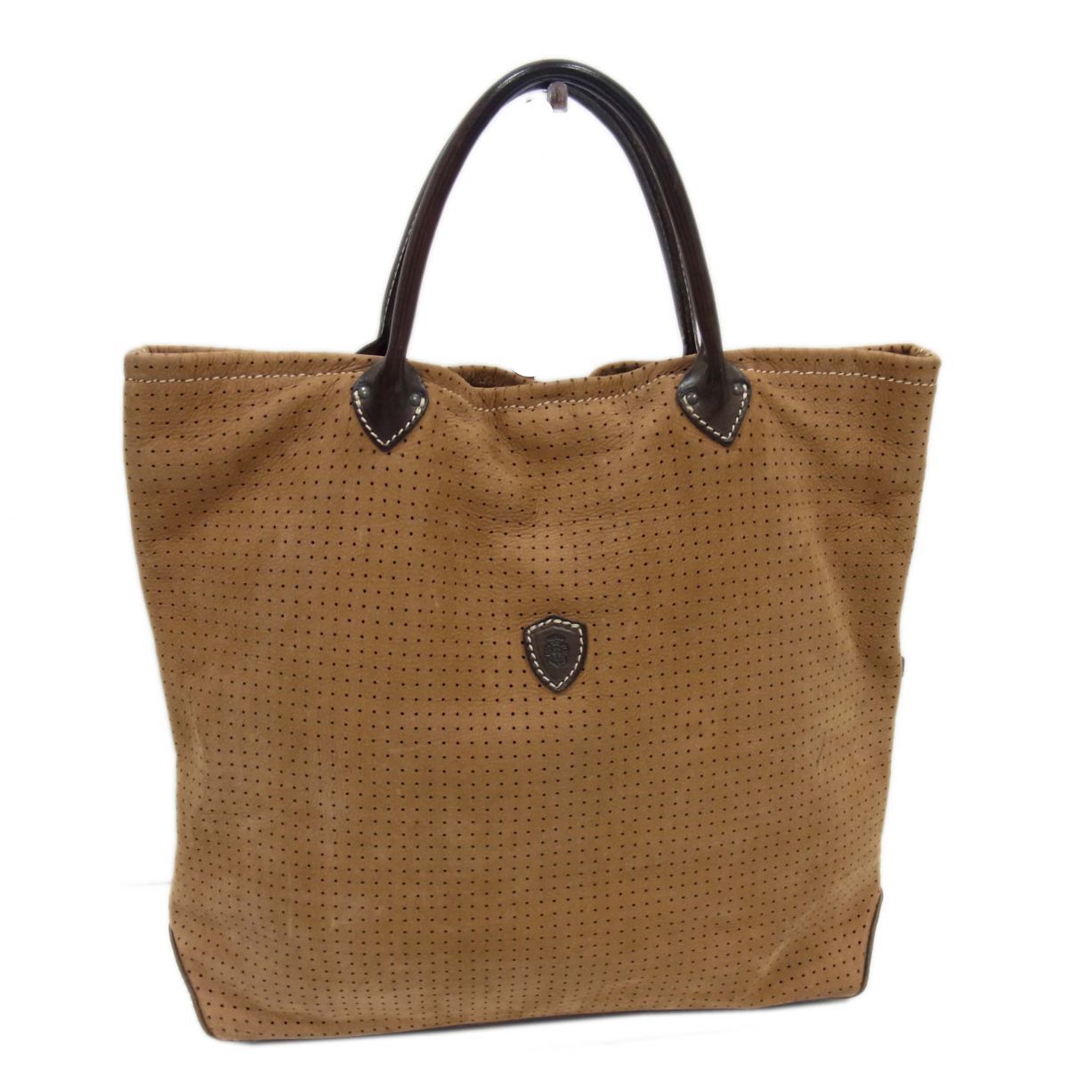 参考定価10万 Felisi パンチングレザー トートバッグ ヌバック フェリージ キャメルブラウン メンズ レディース イタリア製