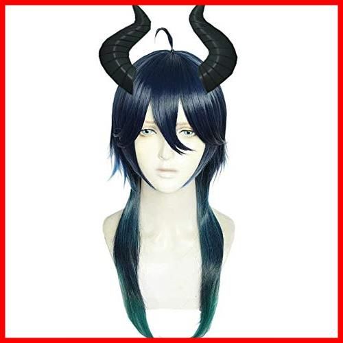 【新着商品】ウィッグ 耐熱 かつら グリーン wig ハロウィン仮装 角付き 文化祭 ネットと悪魔 お祭り コスプレウィッグ 学園祭 マレウス・ドラコニア コスチューム