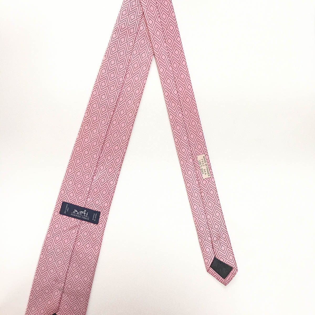 美品 エルメス HERMES ネクタイ シルク100% フランス製 ピンク