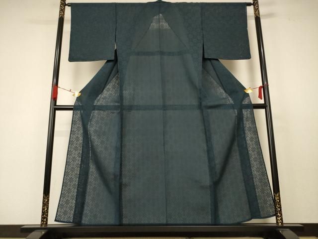 平和屋着物＊夏物 色無地 花菱紋紗 百入茶色 正絹 AABC1867jd