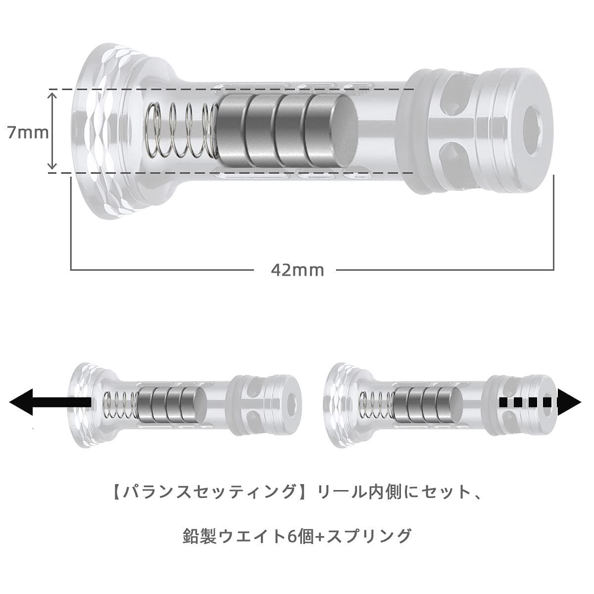 新品 48/42mm スピニングリール 保護用 ダイワ リールスタンド (Daiwa) シマノ (Shimano) ストラディック アルテグラ R4 ヴァンキッシュ 対応 ウエイト付き バランサー 7g超軽量 ゴメクサス 釣り道具 簡単取り付け ランガン ライ