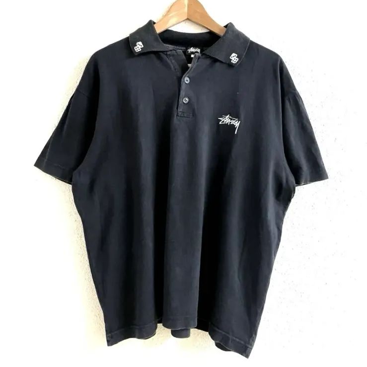 80s ヴィンテージ STUSSY ステューシー 黒タグ ダイス サイコロ ポロシャツ M