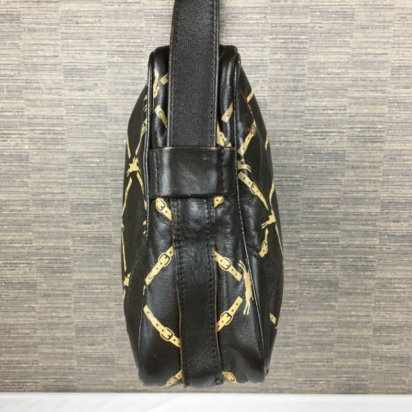 LONGCHAMP/ロンシャン レザー ショルダーバッグ ダークブラウン/焦げ茶 