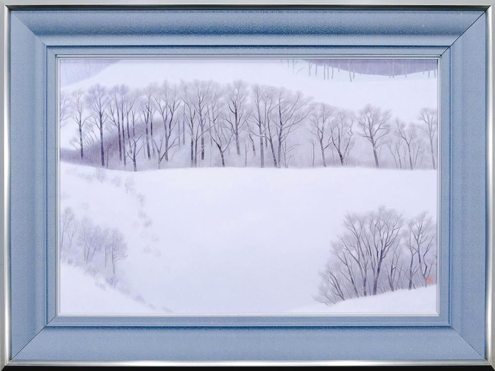 WISH】東山魁夷「冬の旅」工芸画 約12号 大作 証明シール 〇