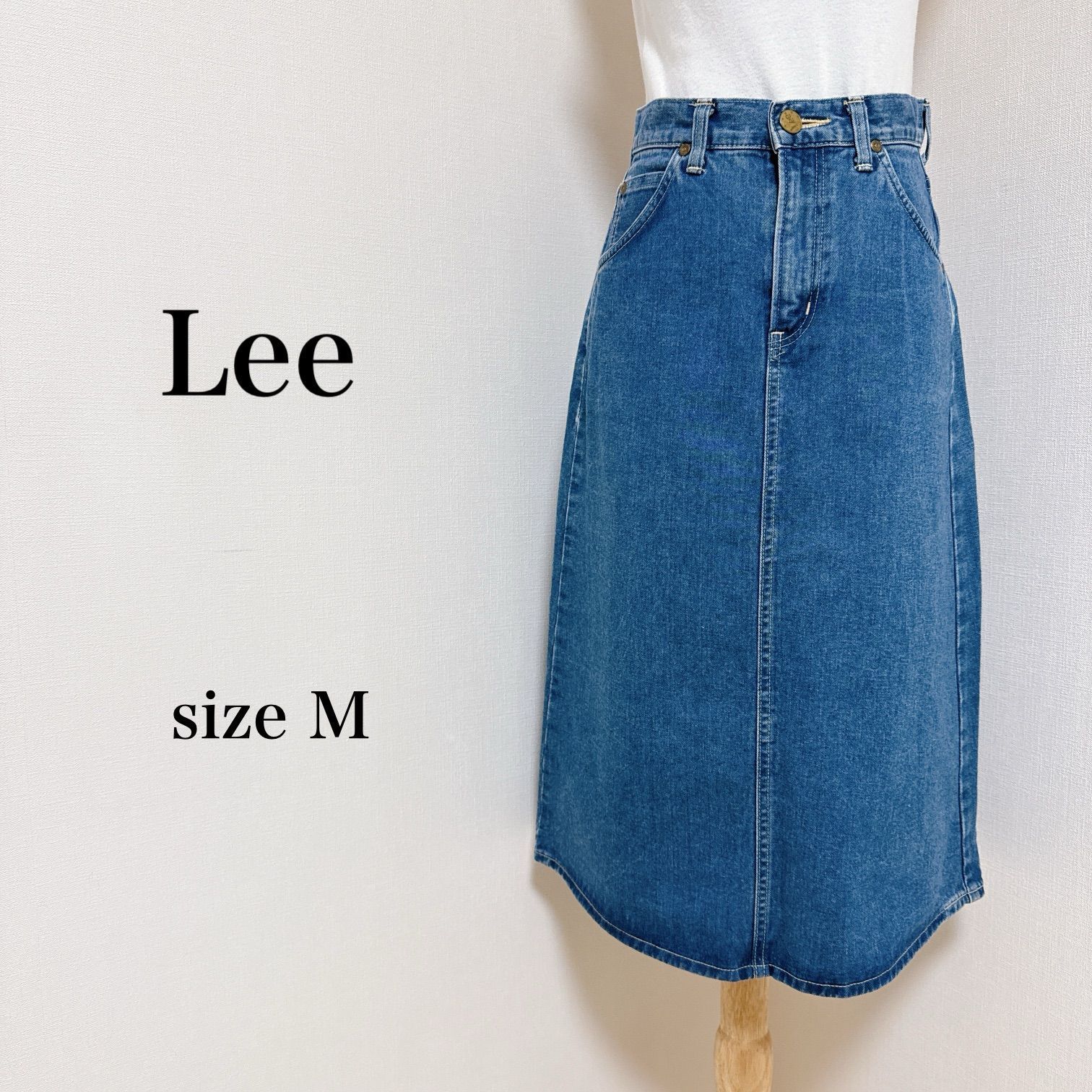 Lee リー スカート ひざ下丈 Aライン 台形 デニム 古着 日本製 M