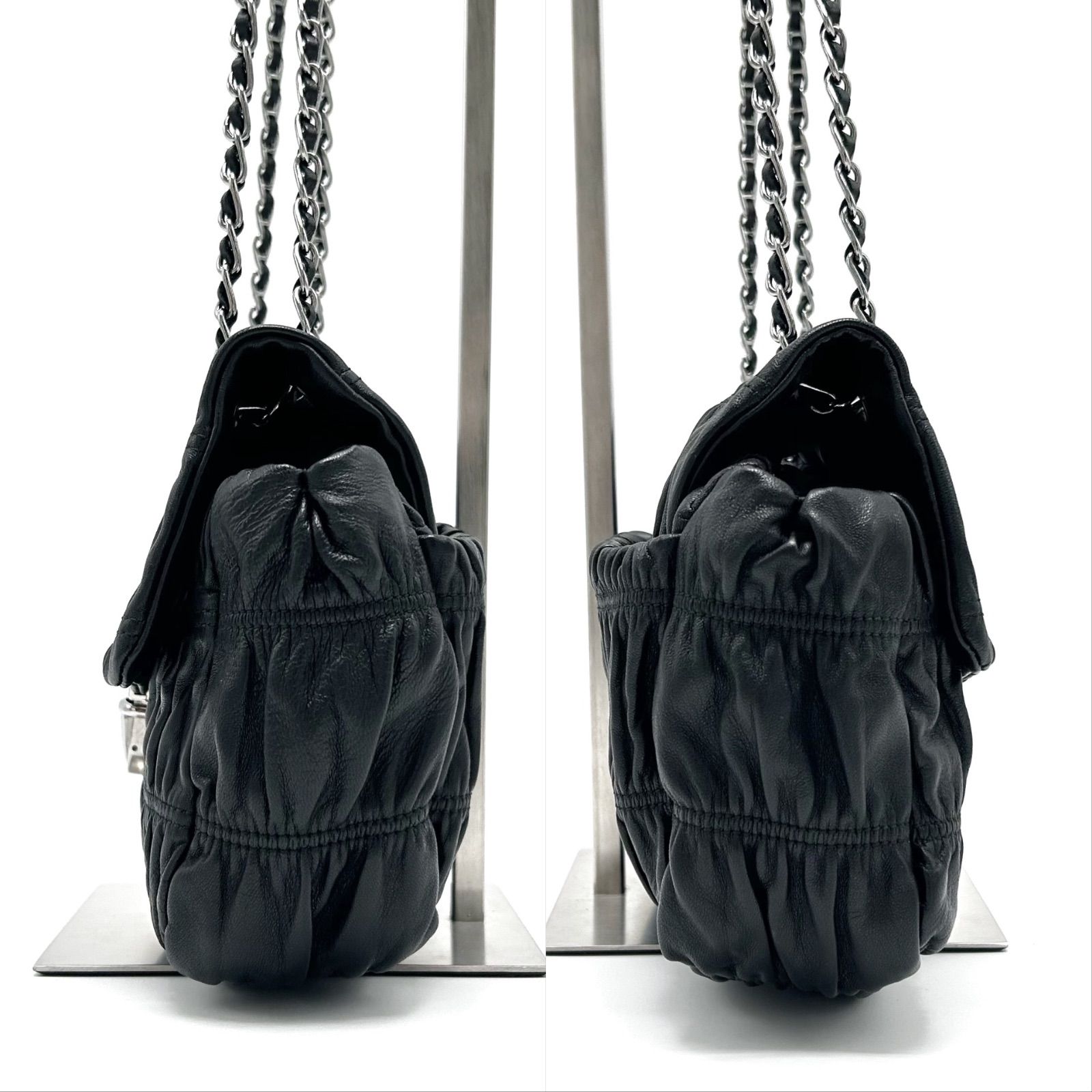 ◎ 極美品 PRADA プラダ ギャザー チェーン ショルダーバッグ 肩掛け 