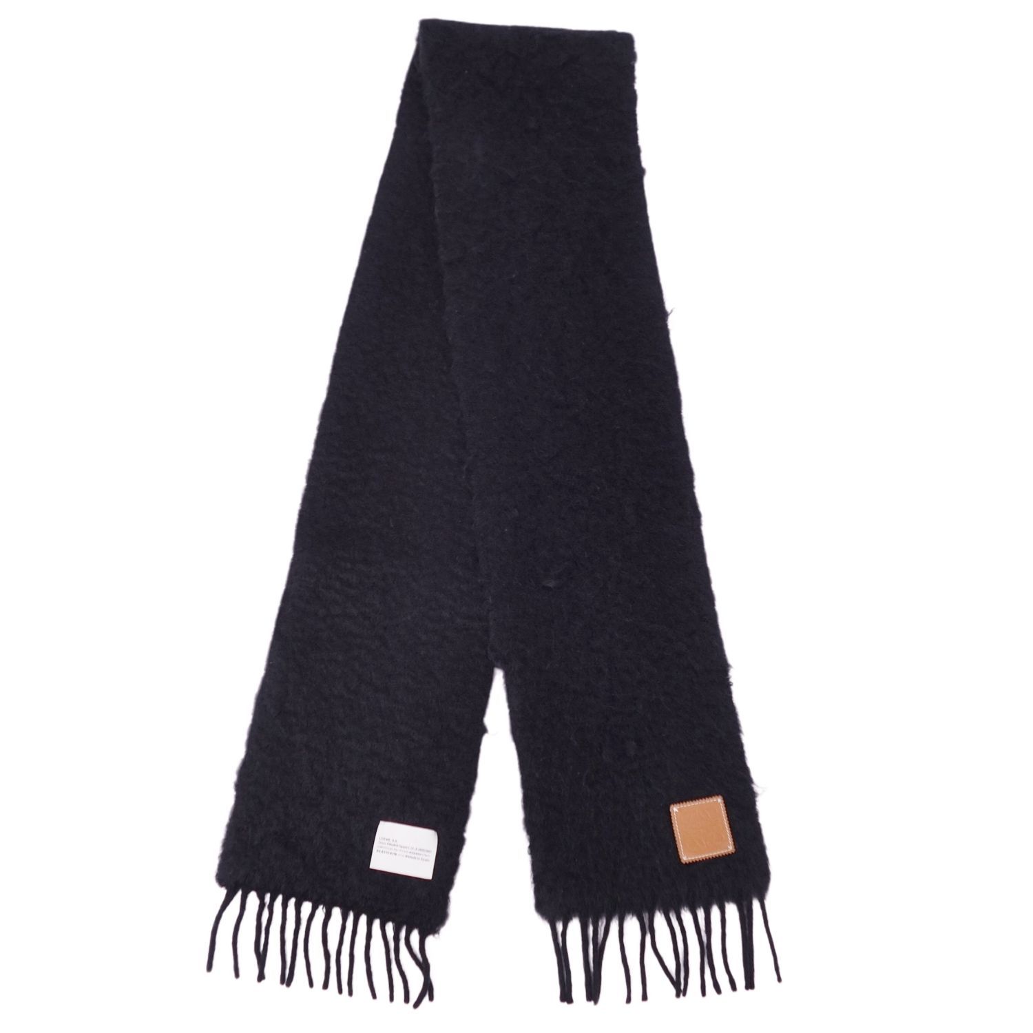 ロエベ LOEWE マフラー ストール フリンジ アナグラム レザーパッチ