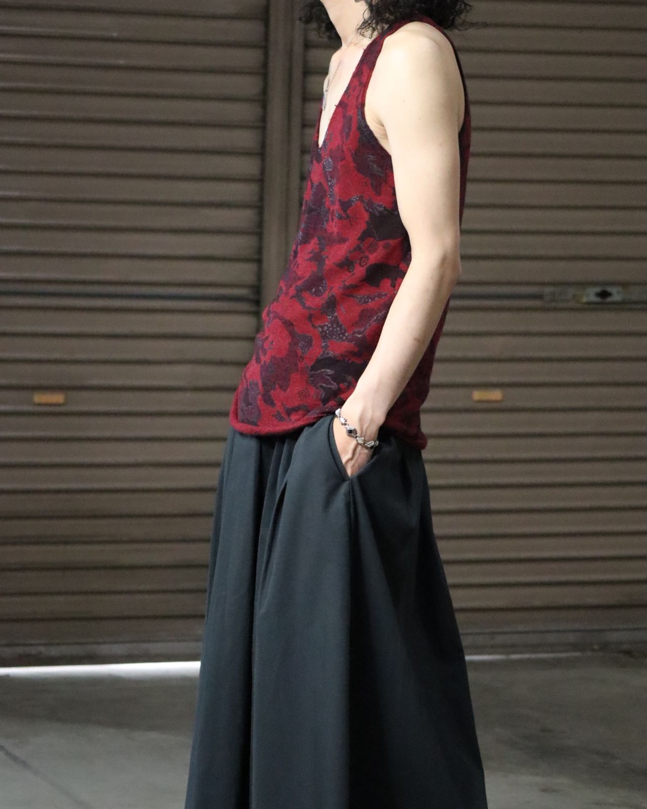 camouflage art knit tank top Y2K 迷彩 カモ柄 アート カシミヤ
