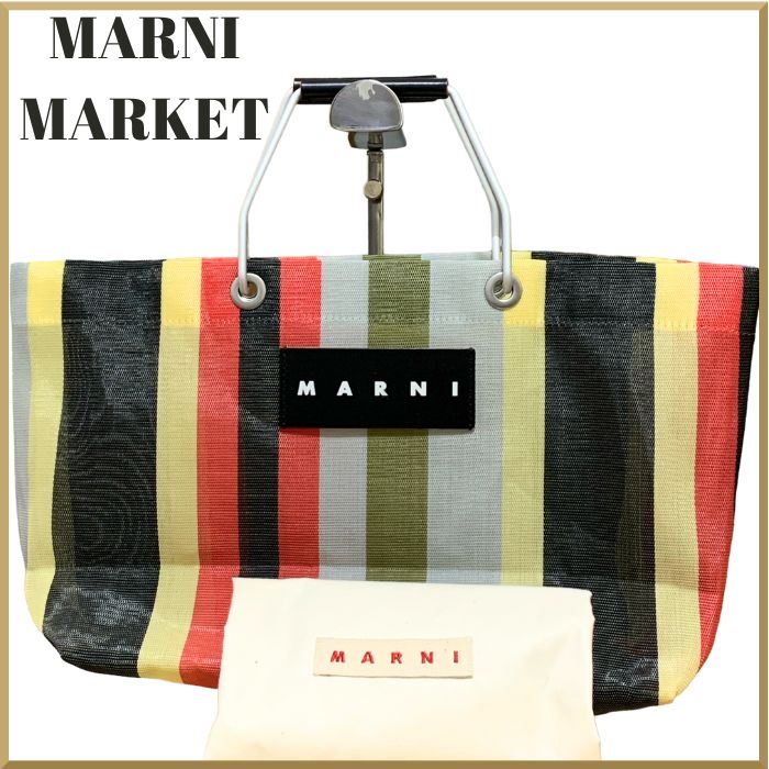 MARNI FLOWER CAFE ストライプバッグ トートバッグ マルチカラー