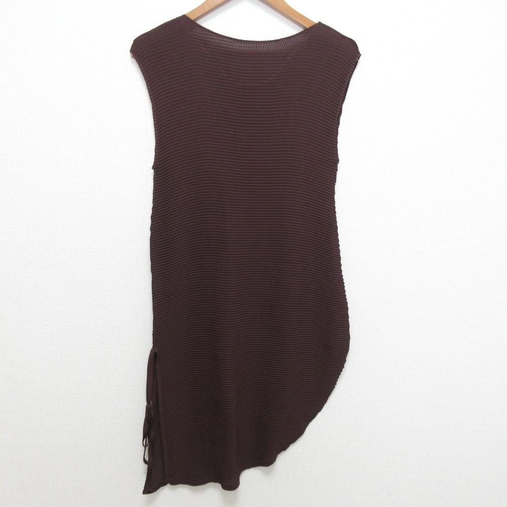 me ISSEY MIYAKE ミーイッセイミヤケ プリーツ ノースリーブ ワンピース MI13FR291 ブラウン レディース 古着