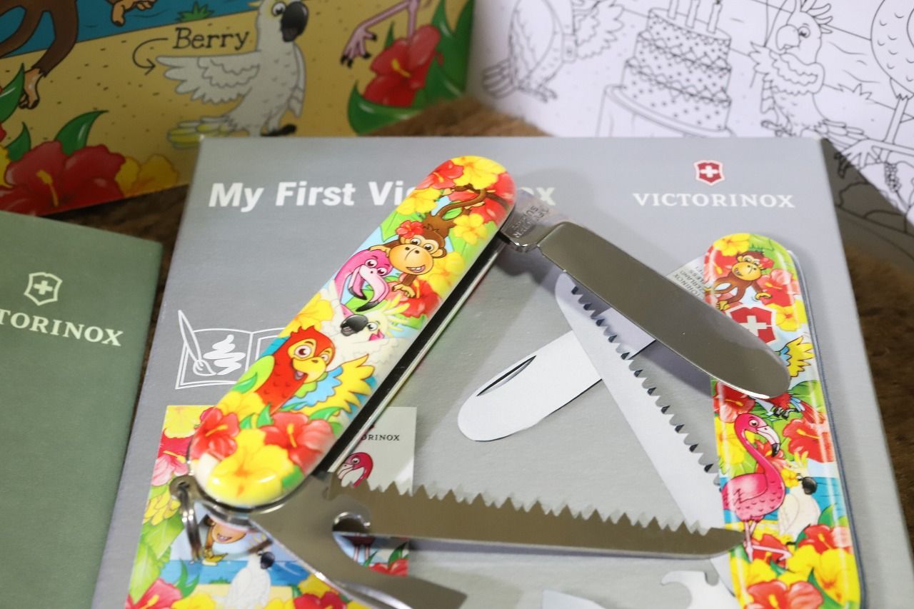 【VICTORINOX】 マイファースト パロット スイスアーミーナイフ ビクトリノックス キャンプナイフ 特別仕様 プレゼント 人気 子供用 オウム 安全仕様 女の子 練習用 男の子用 安全仕様 ボーイズ 家族用