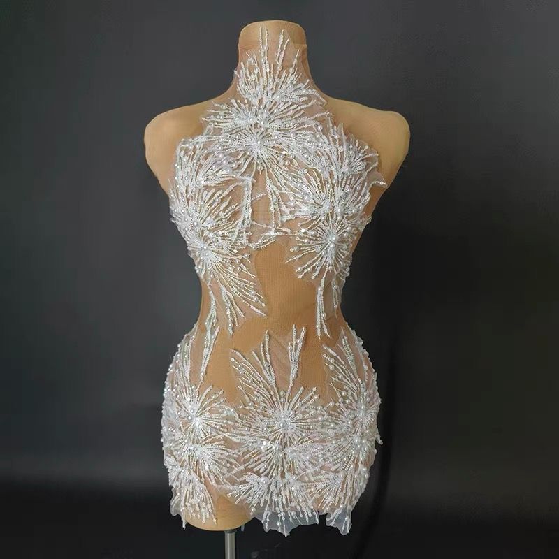 進捗 ♥ 社交ダンスドレス ベリーダンス衣装 ホルターネック ストラップ スリットミニドレス ヌードシース素材 セクシー ストリート系 パーティードレス