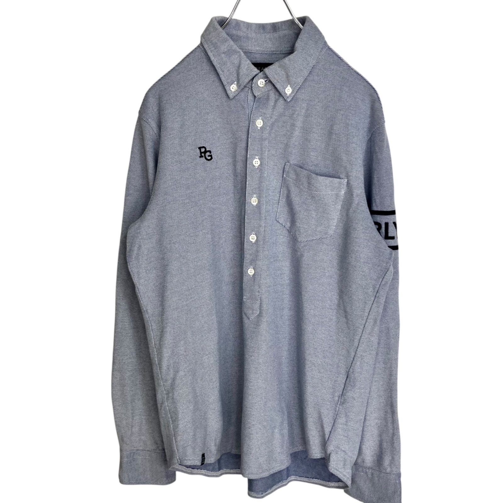 PEARLY GATES ロゴ 鹿の子 長袖ポロシャツ サイズ5 ブルー 青 パーリー