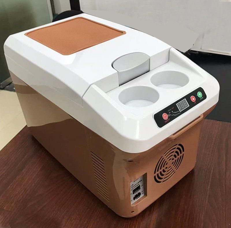 12L車載冷蔵庫 ポータブル冷蔵庫 -5℃～ 65℃調整 持ち運べる小型冷蔵庫 クーラーボックス 家用車載用 静音 DC12V 24V AC110V ブラウン BRIGHTFACE_UK