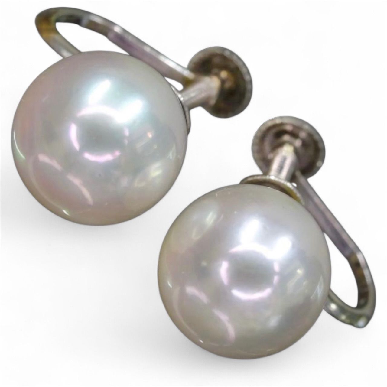 プラチナ pt900 大粒‼︎ 8.3mm 天然あこやパール 本真珠 シンプル デザイン イヤリング 両耳 総重量約3.01g ジュエリー 宝石 貴金属