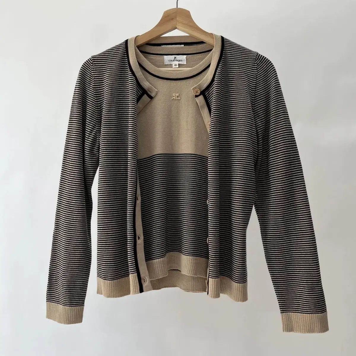 Courreges クレージュ ショートスリーブニット-カーディガン セット アンサンブル