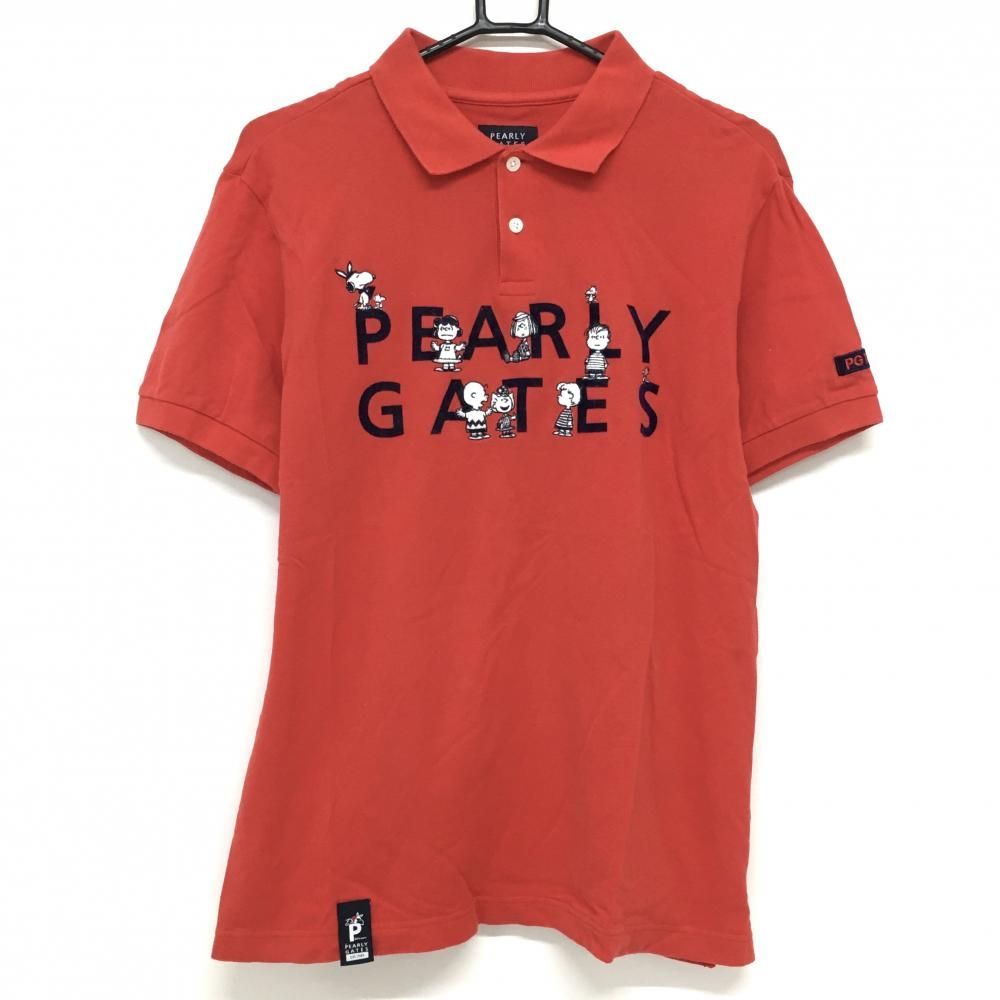 パーリーゲイツ×PEANUTS 半袖ポロシャツ レッド×ネイビー