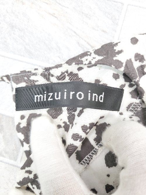 ◇ mizuiroind ミズイロインド 総柄 カジュアル ギャザー 長袖 膝丈 ワンピース 表記なし ホワイト系 マルチ レディース P  【1403110016470】