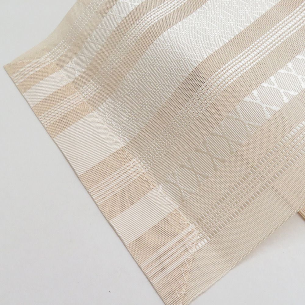 紋八寸 開き名古屋帯 本場筑前博多織 正絹 全通柄 ベージュ