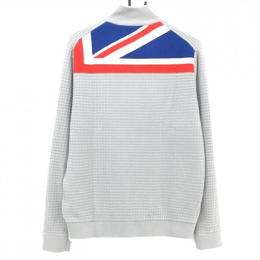 本物 【美品】キャロウェイ ニットジャケット グレー×ネイビー 後上部