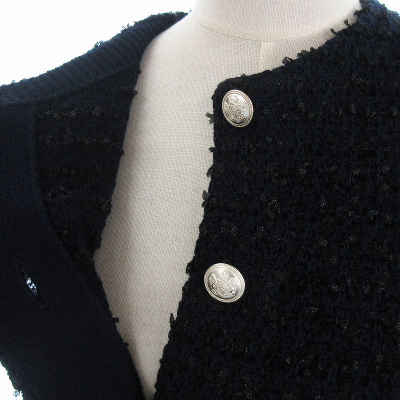 シップス SHIPS 美品 22SS ツイードベスト 前開き 316-61-0234 紺 ネイビー レディース シップス SHIPS 美品 22SS ツイードベスト 前開き 316-61-0234