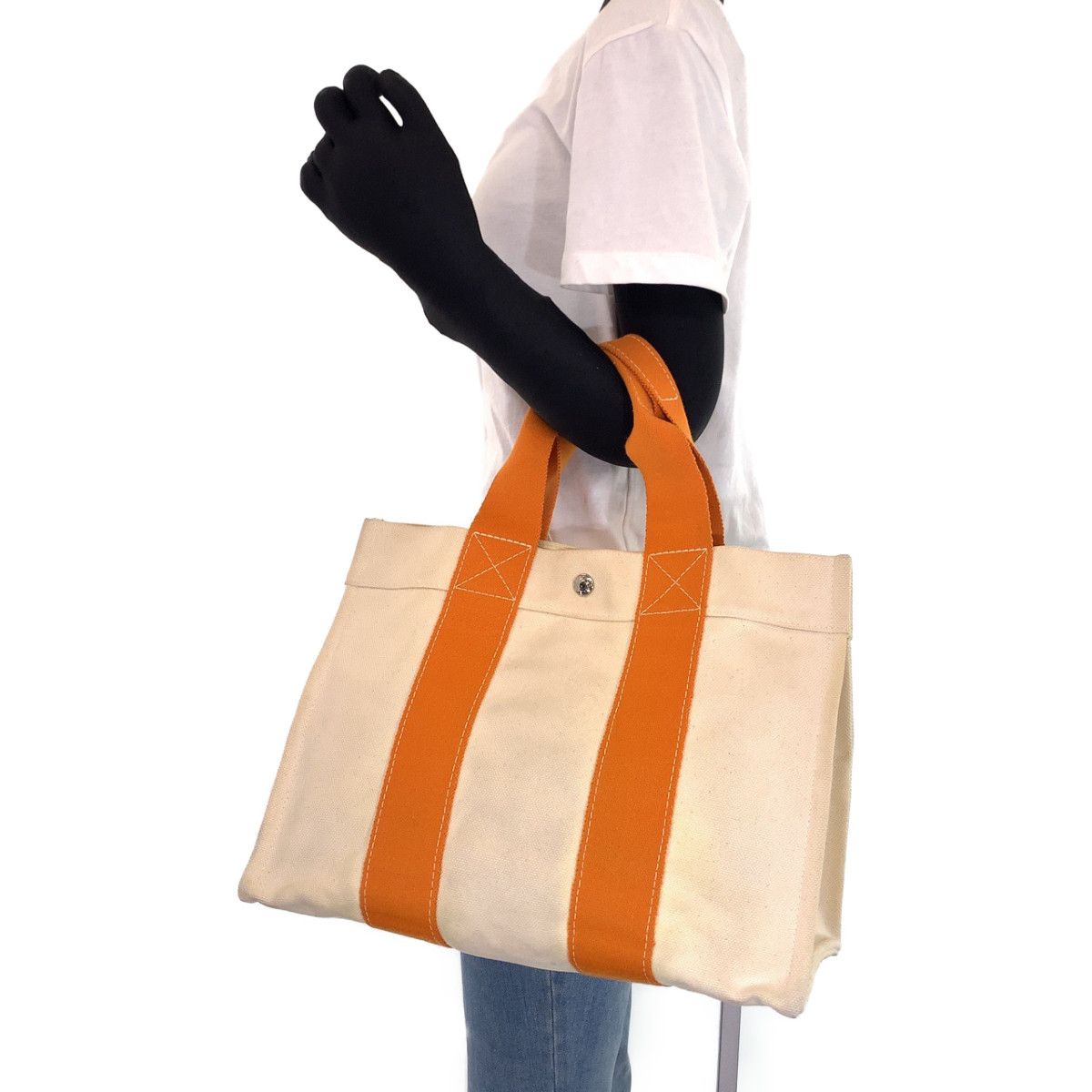 HERMES エルメス ボラボラPM オレンジ ベージュ キャンバス