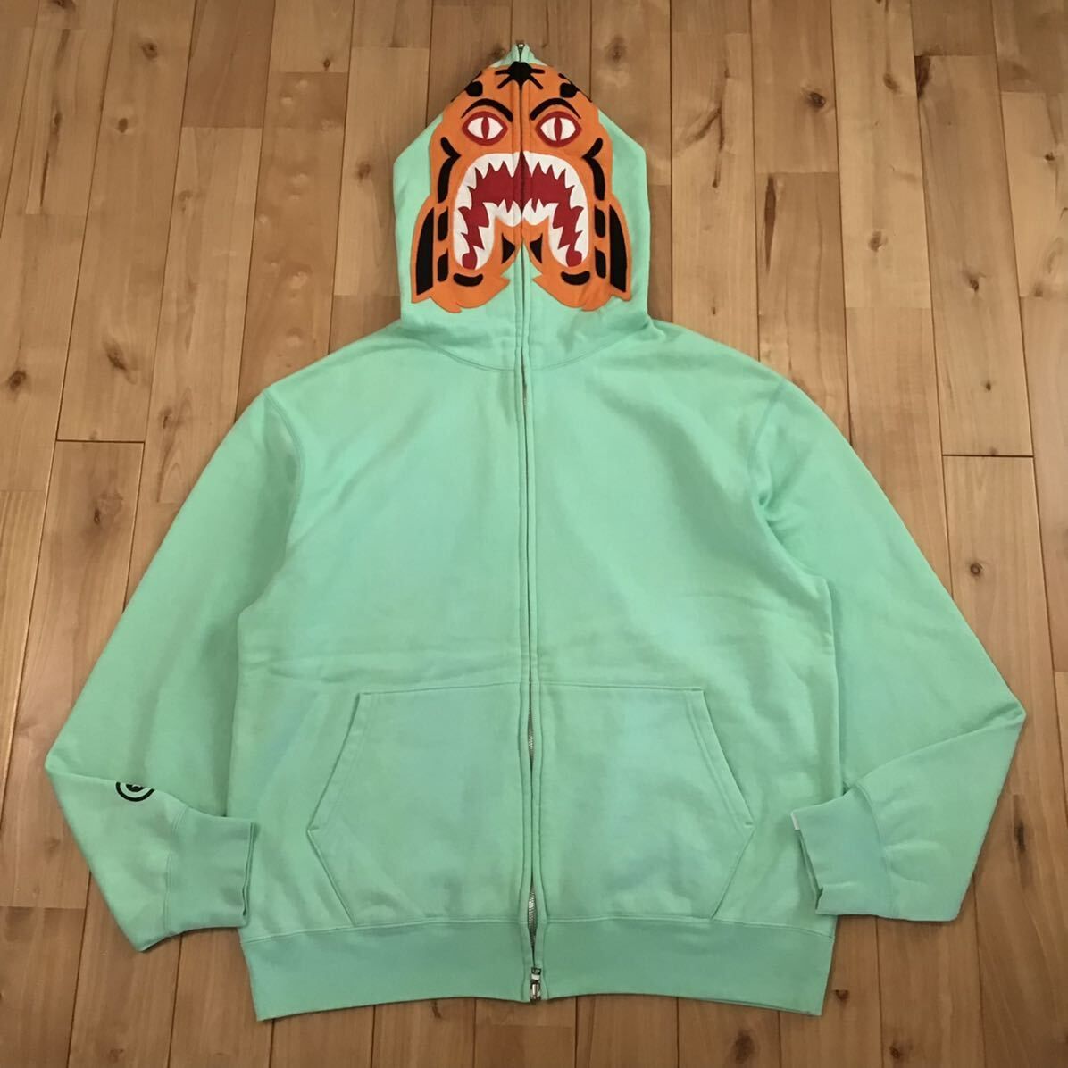 ★初期★ ミント タイガー パーカー Lサイズ Tiger full zip hoodie a bathing ape BAPE エイプ ベイプ Kanye West NIGO