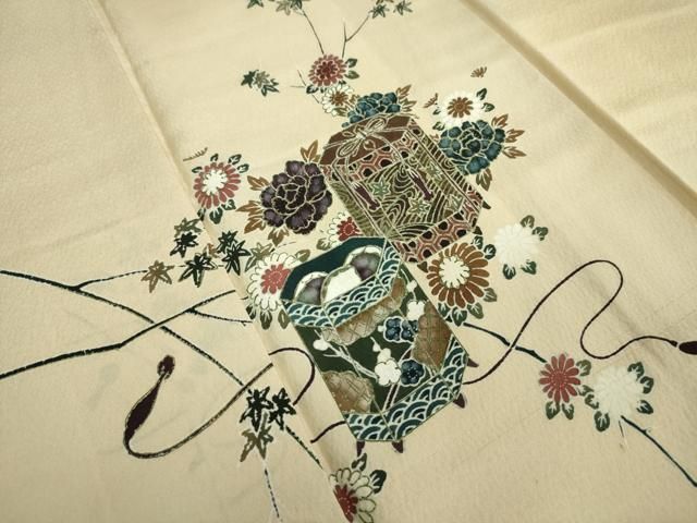 平和屋着物○訪問着 貝桶花文 暈し染め 金彩 正絹 逸品