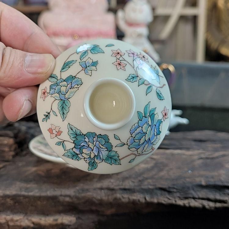 中国茶器 茶花三才蓋碗 茶碗 煎茶器 茶道具 新品未使用 - メルカリ