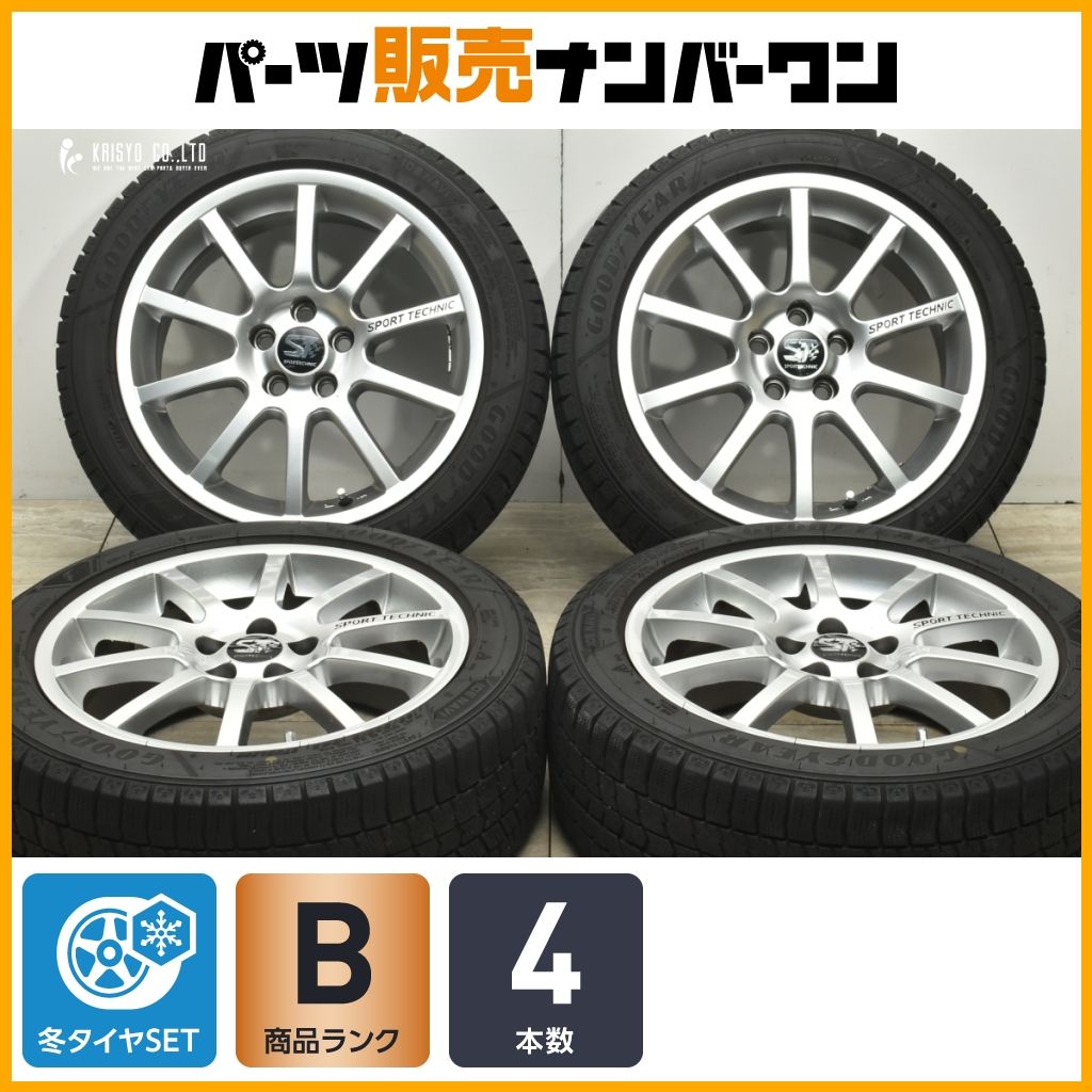 良好品 スポーツテクニック 16in 6.5J 38 PCD100 グッドイヤー アイスナビ8 195|50R16 アウディ A1 A3 VW ポロ ゴルフ スタッドレス