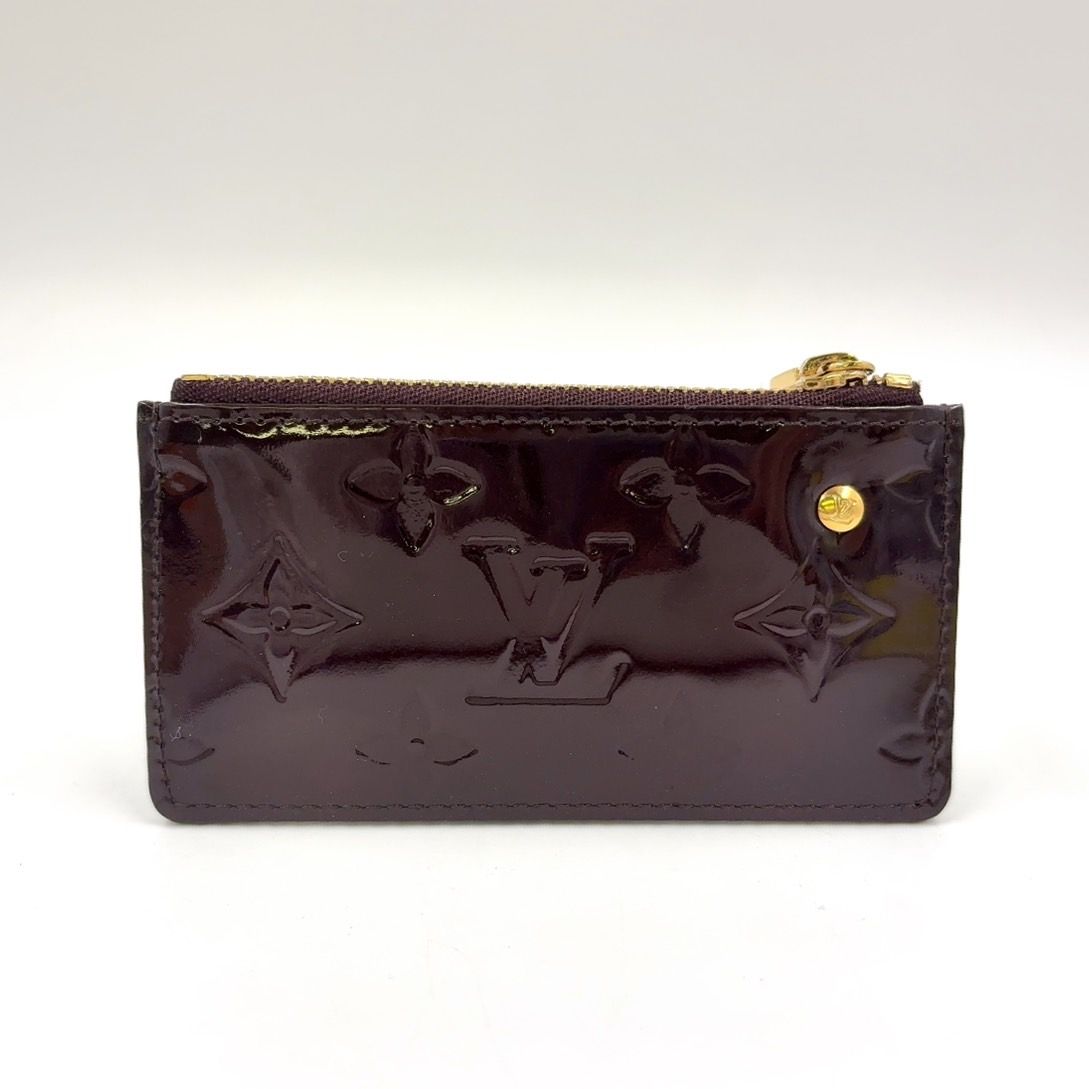 LOUIS VUITTON ポシェット クレ モノグラムヴェル二 エナメルレザー ボルドー キーケース ゴールド M93518