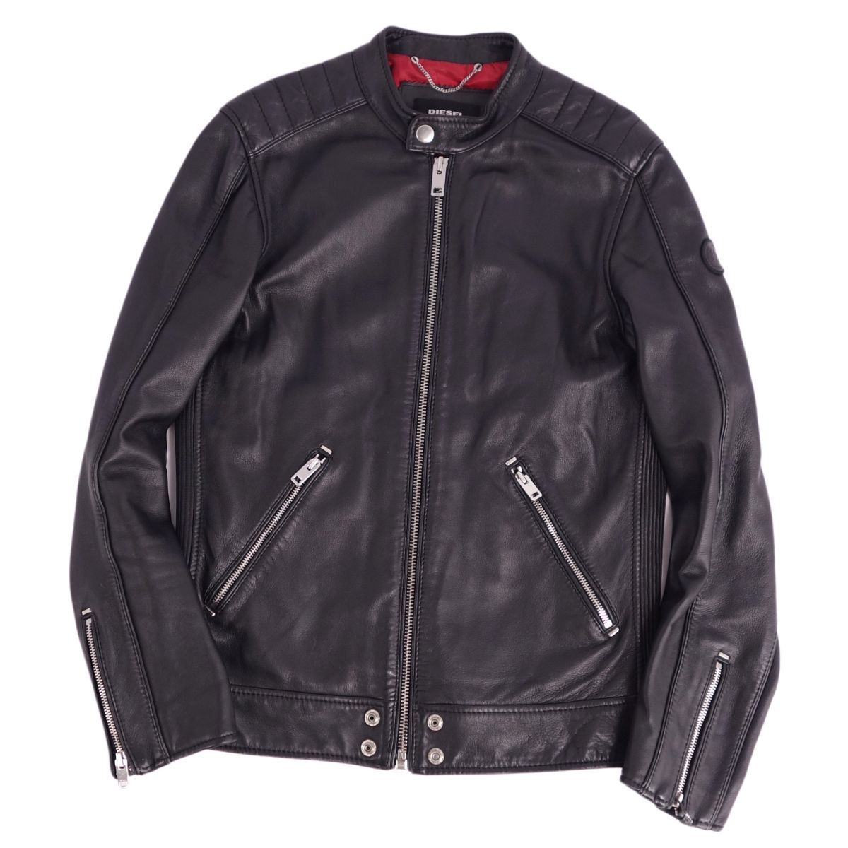 ディーゼル DIESEL ジャケット レザージャケット シングルライダース パテッド シープスキン アウター メンズ S ブラック ディーゼル DIESEL ジャケット レザージャケット シングルライダース