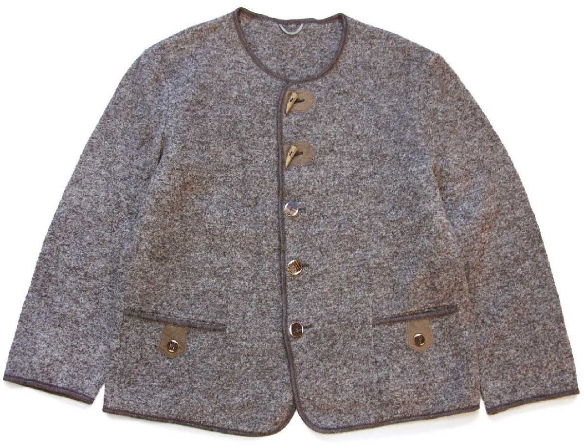 h.moser 鹿角ボタン　ノーカラー チロリアン ボイルドウール ジャケット h.moser 鹿角ボタンノーカラー チロリアン ボイルドウール ジャケット