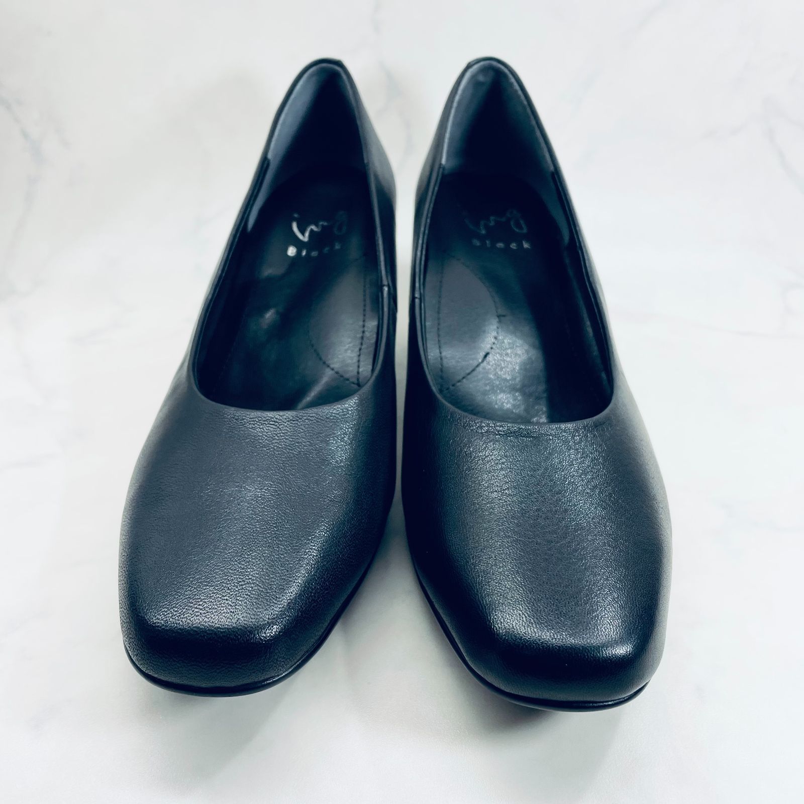 訳あり イング スクエアトゥパンプス 23.5㎝ 黒