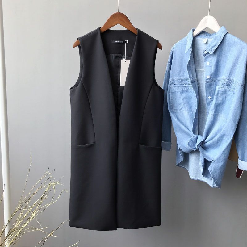 ベスト ジレ ロングジレジャケット レディース ジレ ベスト レディース 秋 未使用 前開き ロングジレ