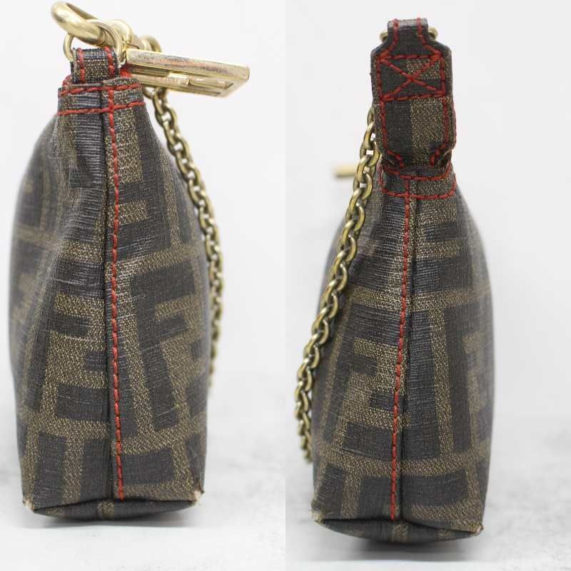 S720)FENDI ズッカ柄 アクセサリーポーチ チェーンバッグ