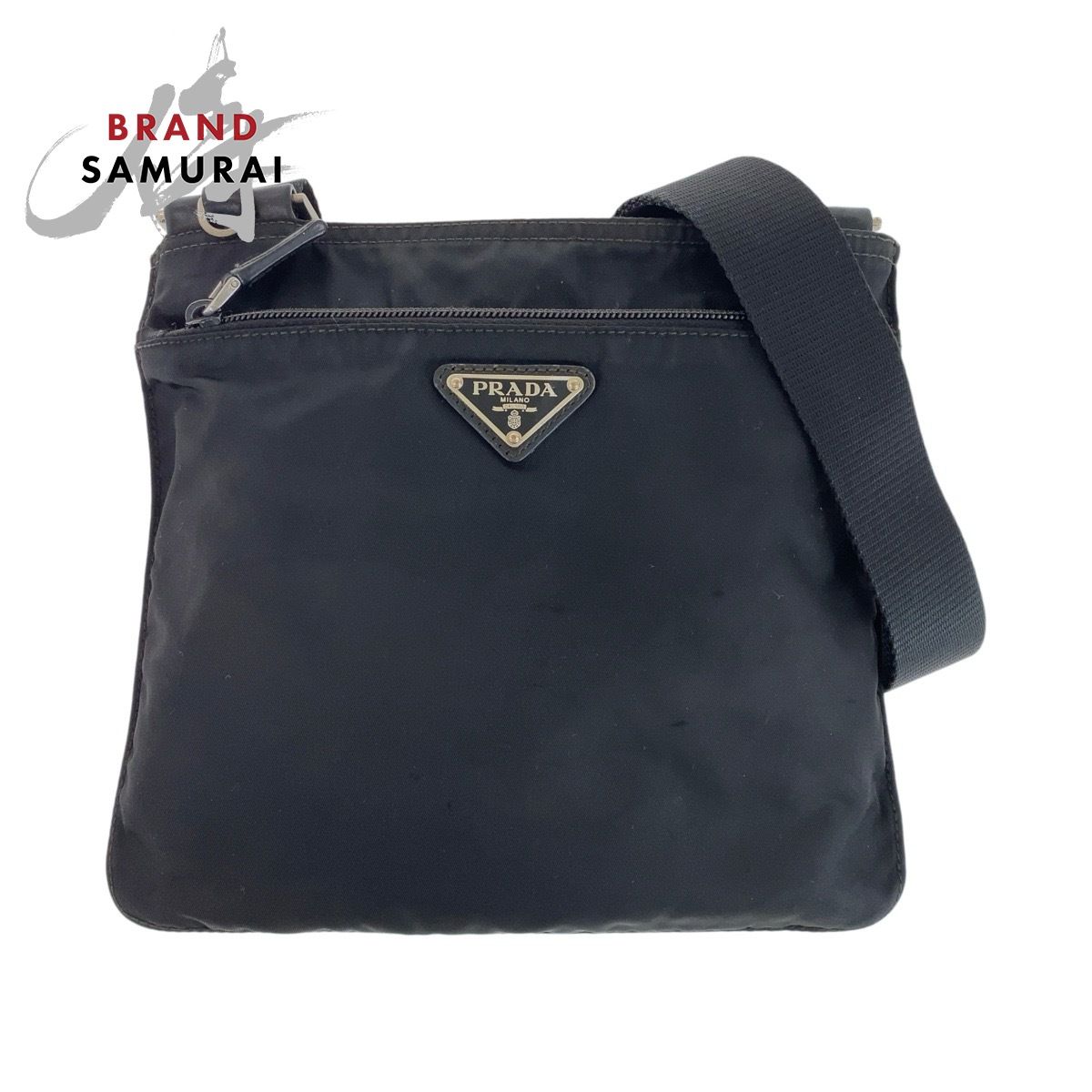 PRADA プラダ テスート 三角ロゴプレート ブラック 黒 シルバー