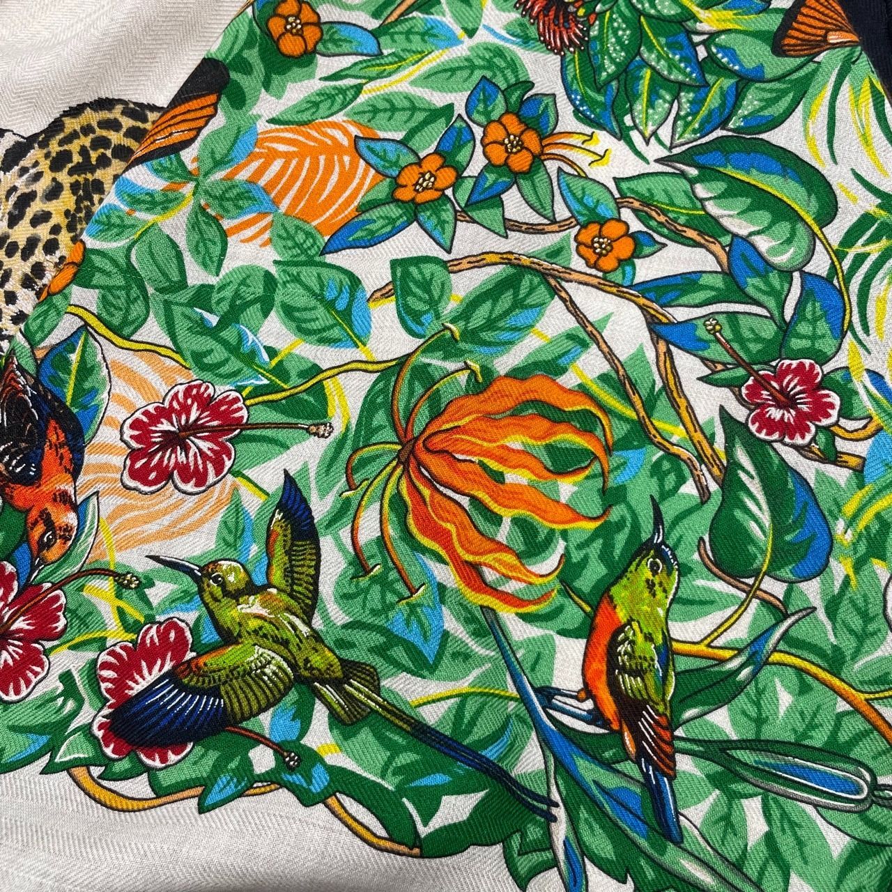 エルメス トライアングル ジェアン ジャングルラブ カシミアシルク