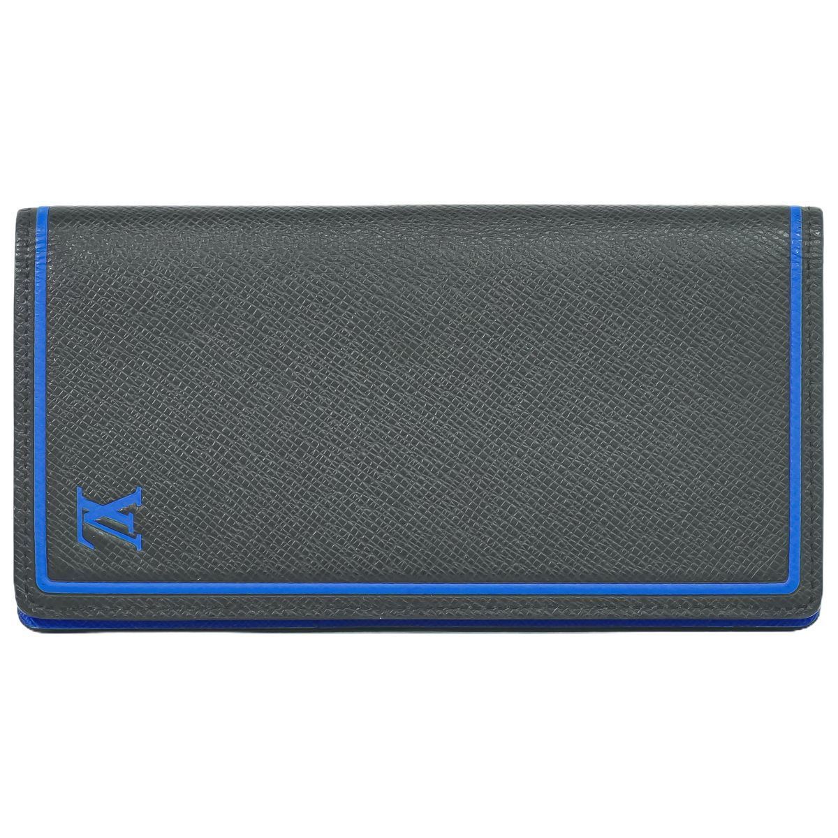 本物 ルイヴィトン LOUIS VUITTON LV ポルトフォイユブラザ タイガ レザー 長財布 ブラック ブルー M63300 ビトン 財布 ウォレット ジェンダーフリー ジェンダーレス 中古 【フォロー割】