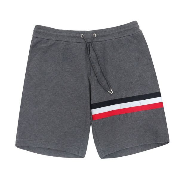 サイズL モンクレール MONCLER エンボスロゴ トリコロール スウェット ショート パンツ グレー メンズ ハーフ 47446