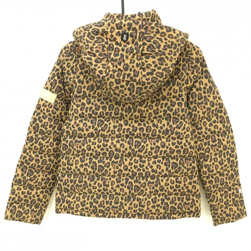 パーリーゲイツ 4 WAYダウンジャケット ライトブラウン 黒 レオパード柄 収納袋付き レディース 0 S ゴルフウェア PEARLY GATES