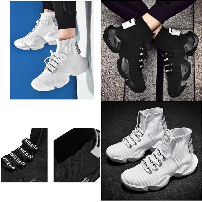 ニットスニーカー スニーカー厚底 ストリート系 靴 メンズ アットマーベラス At Marvelous ハイカット ニット スニーカー ストリート シークレット シューズ メンズ おしゃれ ストリート系 厚底 ニットスニーカー ストリートファッション オフホワイト - ファッション通販 MAGASEEK