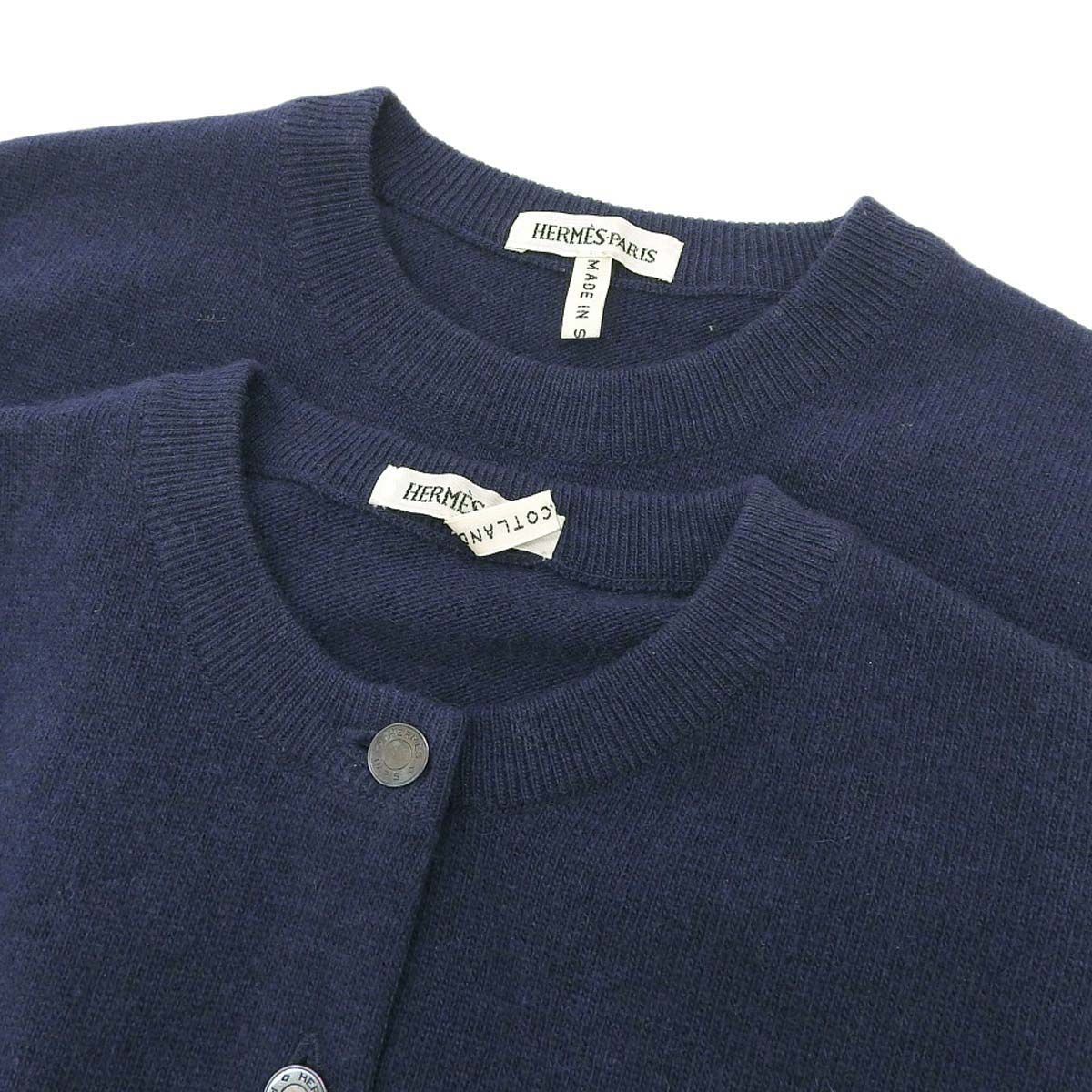 エルメスカシミヤアンサンブル紺色М｜長袖