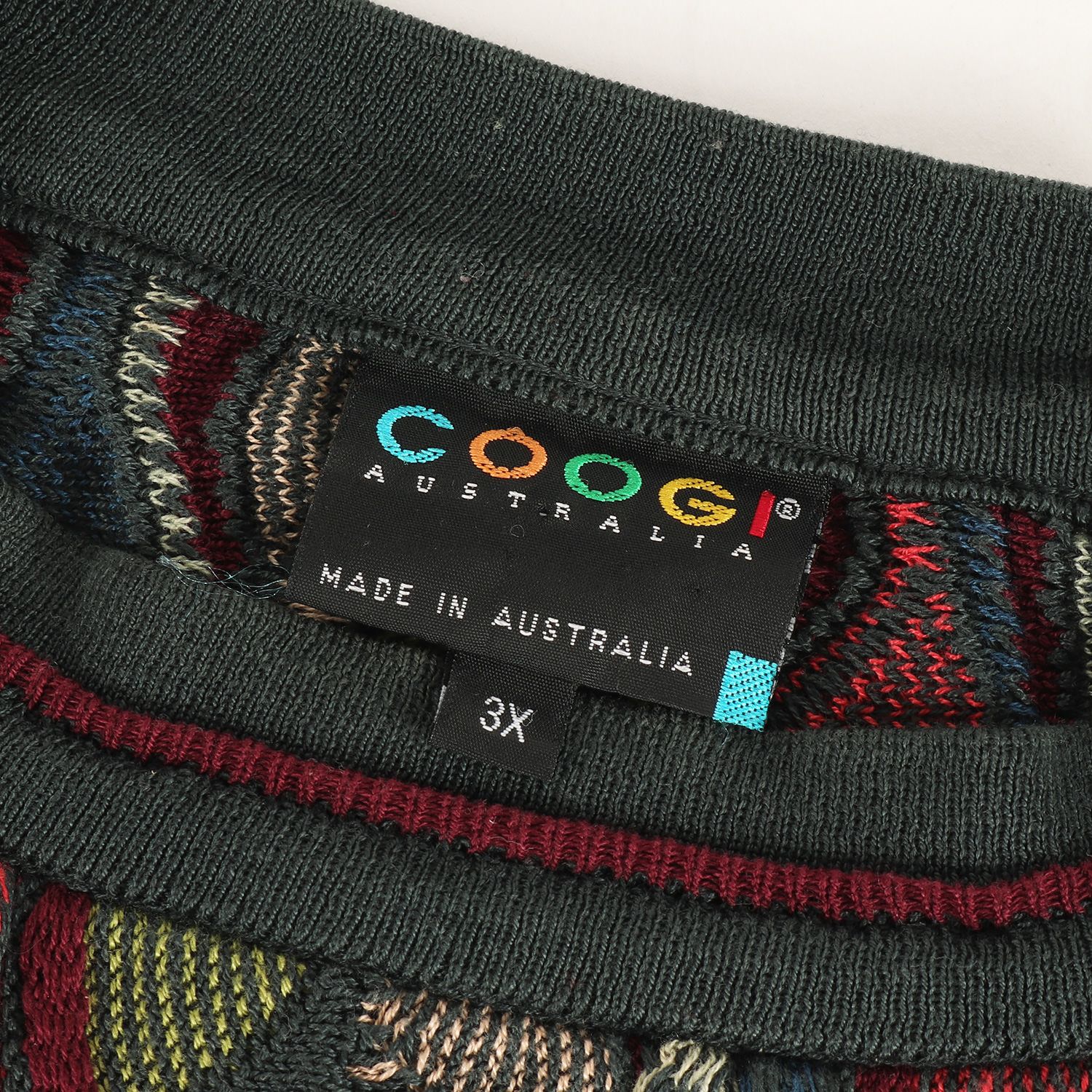 COOGI クージー サイズ:3XL 90s 3D 立体編み 総柄 ニット セーター ビッグサイズ マルチカラー 90年代 古着 ヴィンテージ  トップス 長袖 オーストラリア製 ブランド