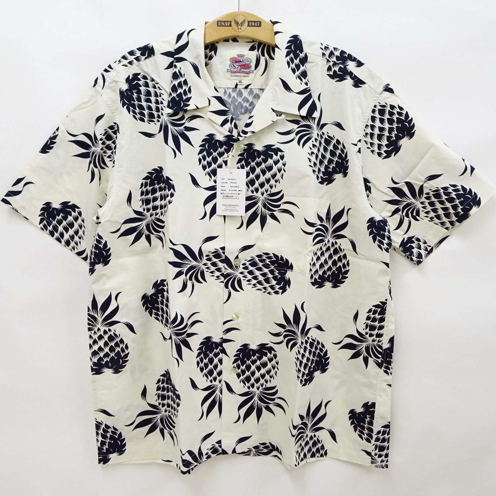 デューク カハナモク Duke Kahanamoku コットン アロハシャツ DK37811 パイナップル メンズ ハワイアンシャツ 半袖シャツ 東洋エンタープライズ オフ白