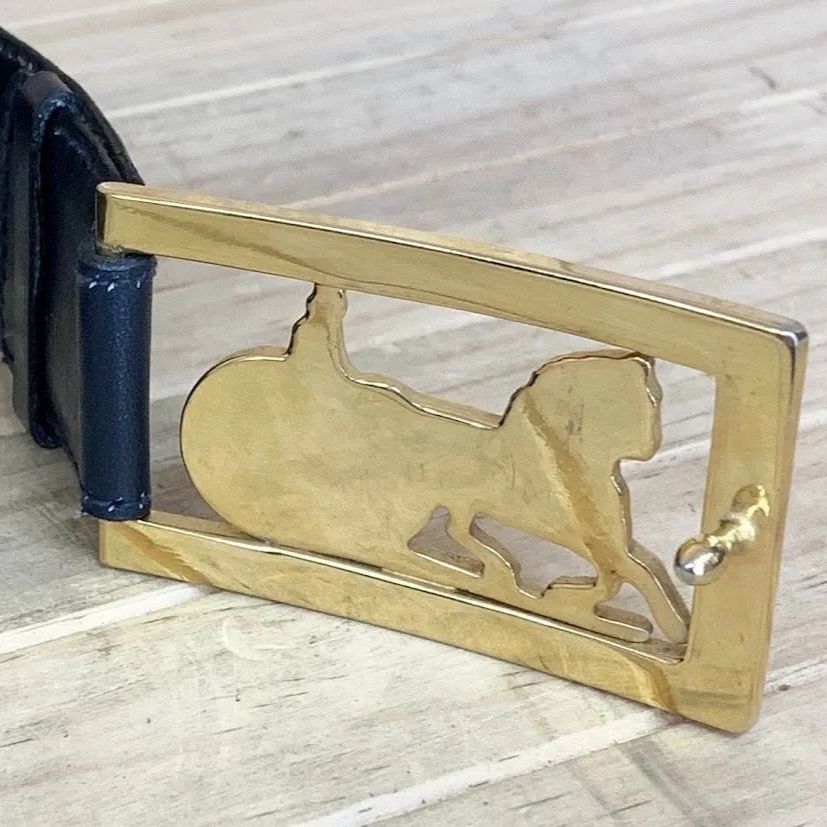 CELINE セリーヌ 馬車デザイン レザーベルト メンズ ゴールド