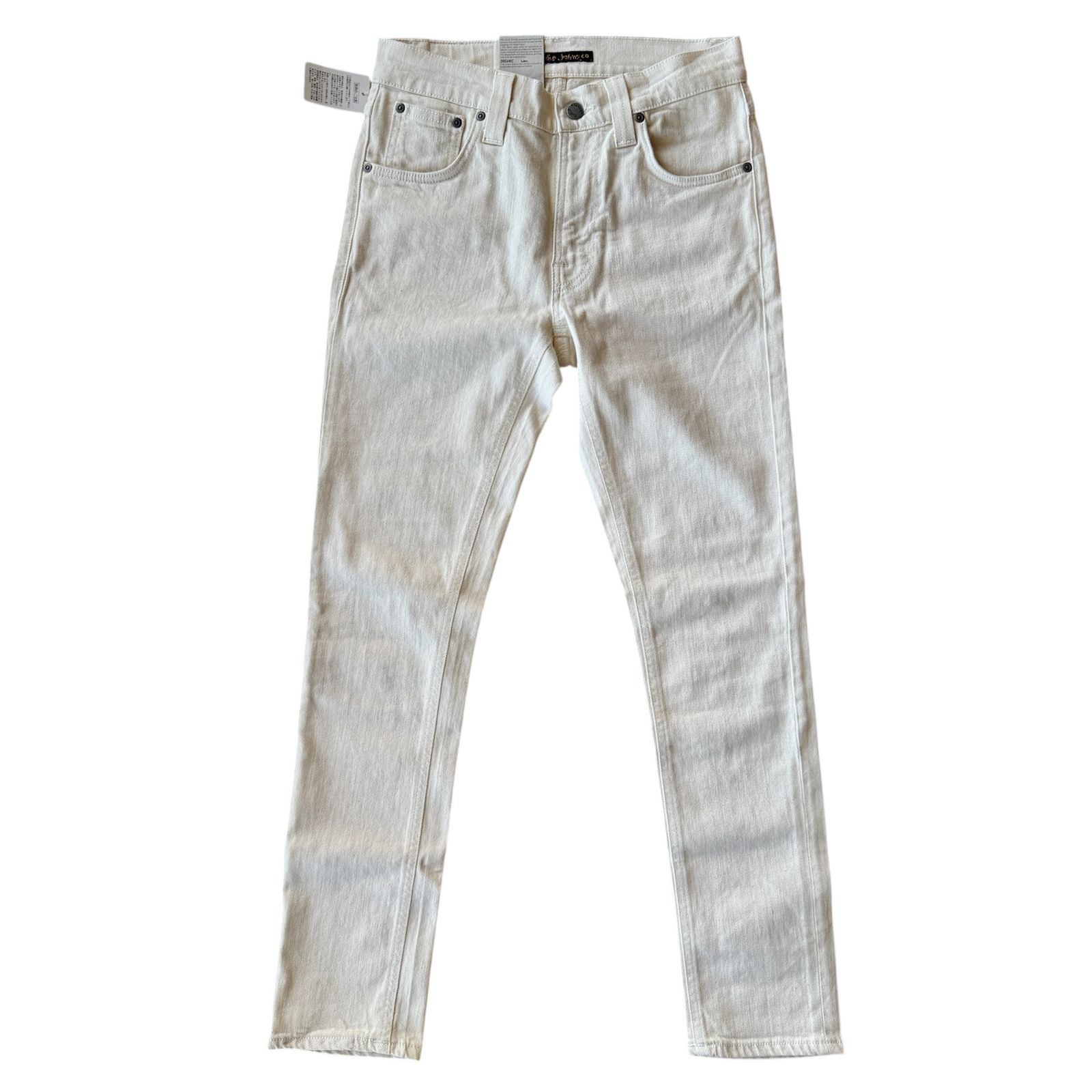 Nudie Jeans ヌーディジーンズ タグ付き 美脚 LEAN DEAN リーンディーン ECRU TWILL 美脚 スリムテーパード ♥ クリーム オフホワイト デニム ジーパン ジーンズ